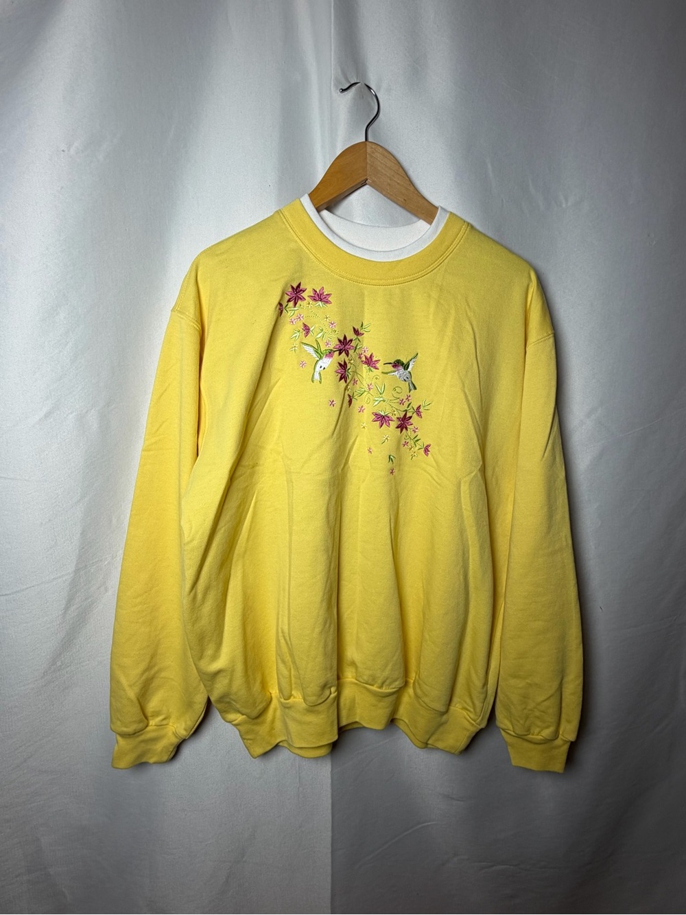 Yellow Embroidered Floral Sweatshirt - Women